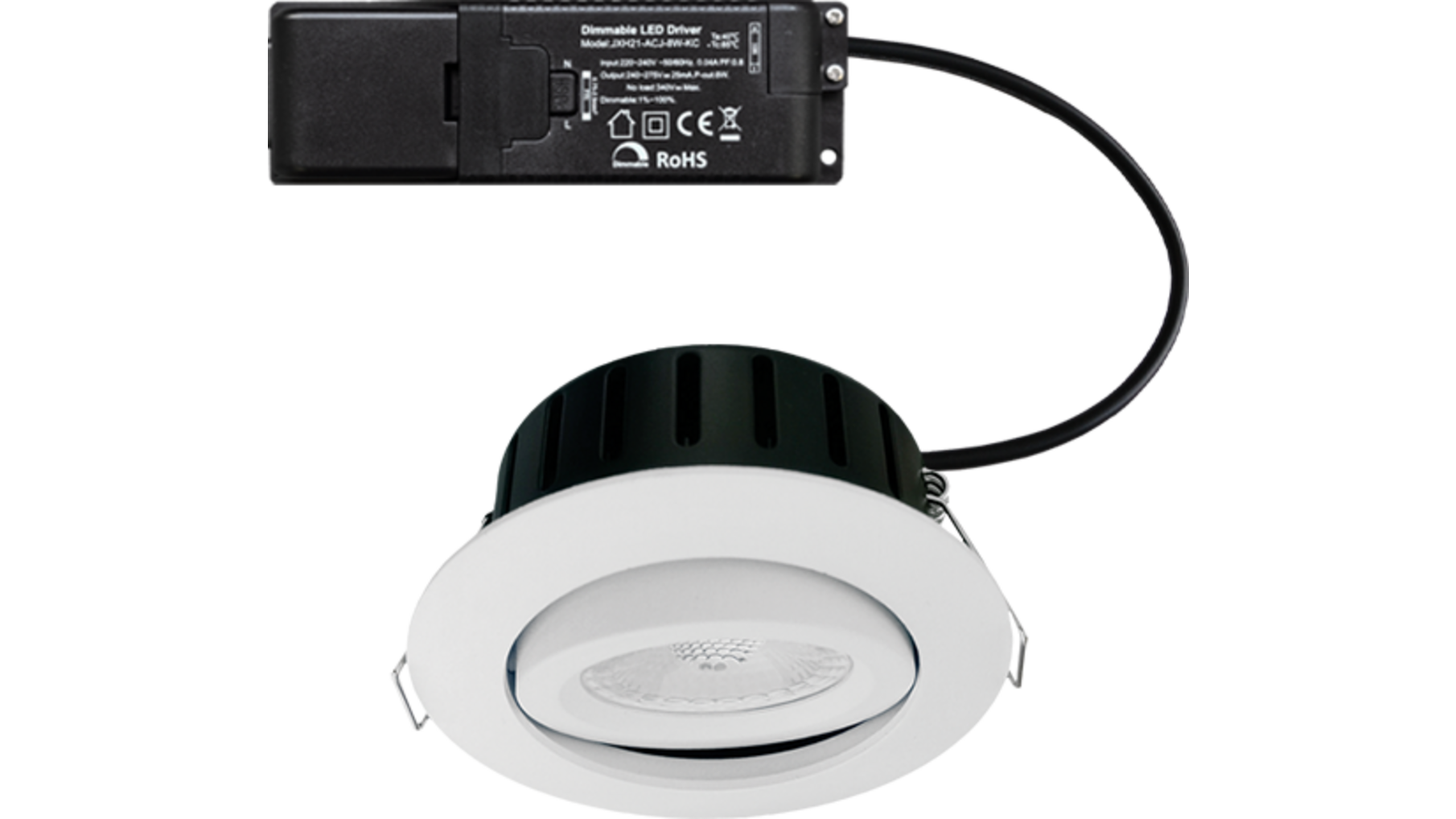 Aosta  kantelbare IP44 inb. spot wit 2700K -6W +Triac driver