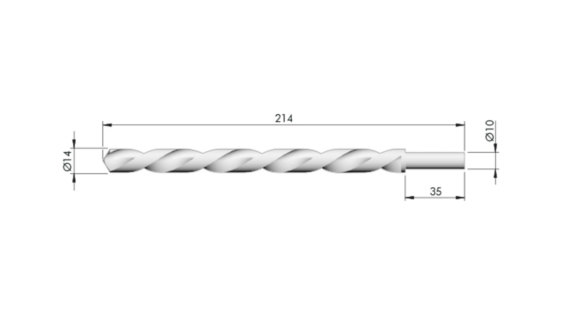 Boor 14x214mm voor boormal Triade