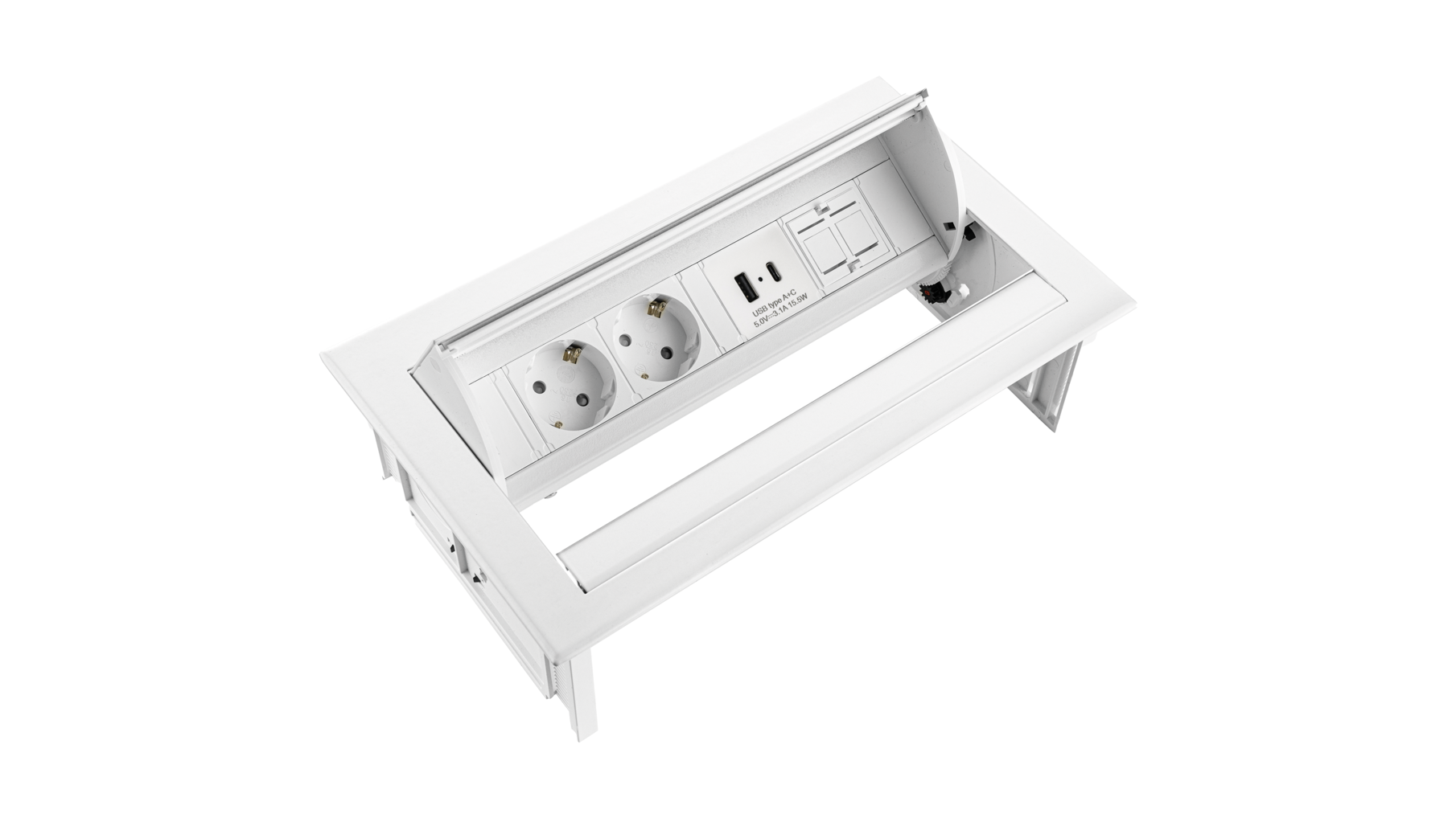 PowerDesk In - 2x 230V + 1x USB A+C  + keystone wit