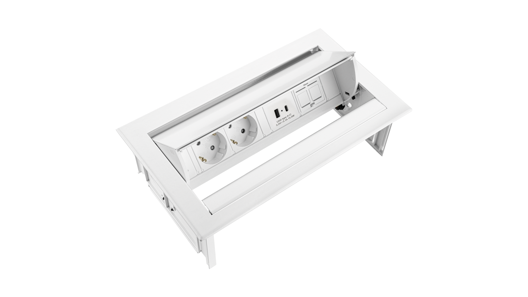 PowerDesk In - 2x 230V + 1x USB A+C  + keystone wit
