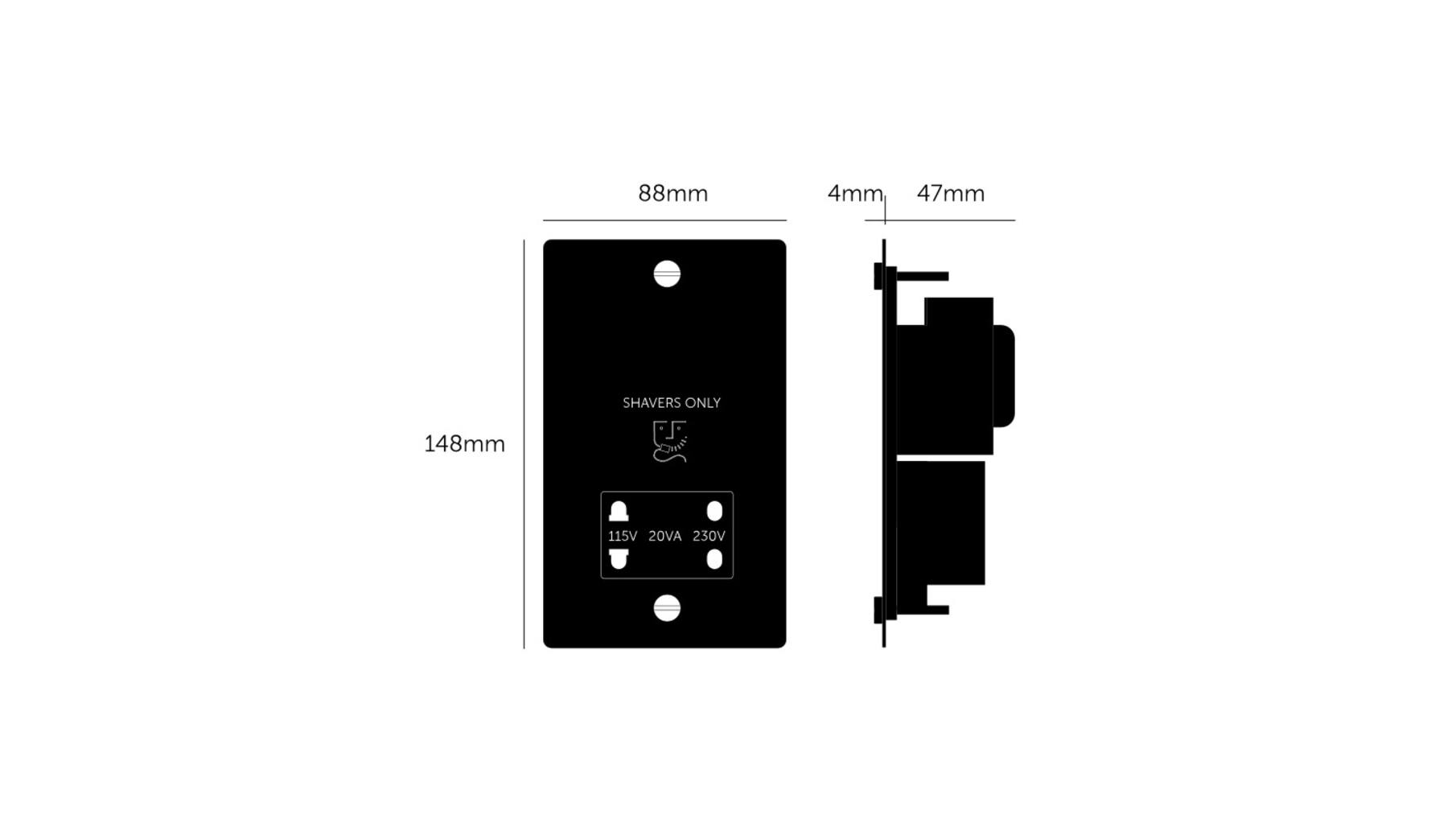 115V/230V Shaver Socket - White - White Interior