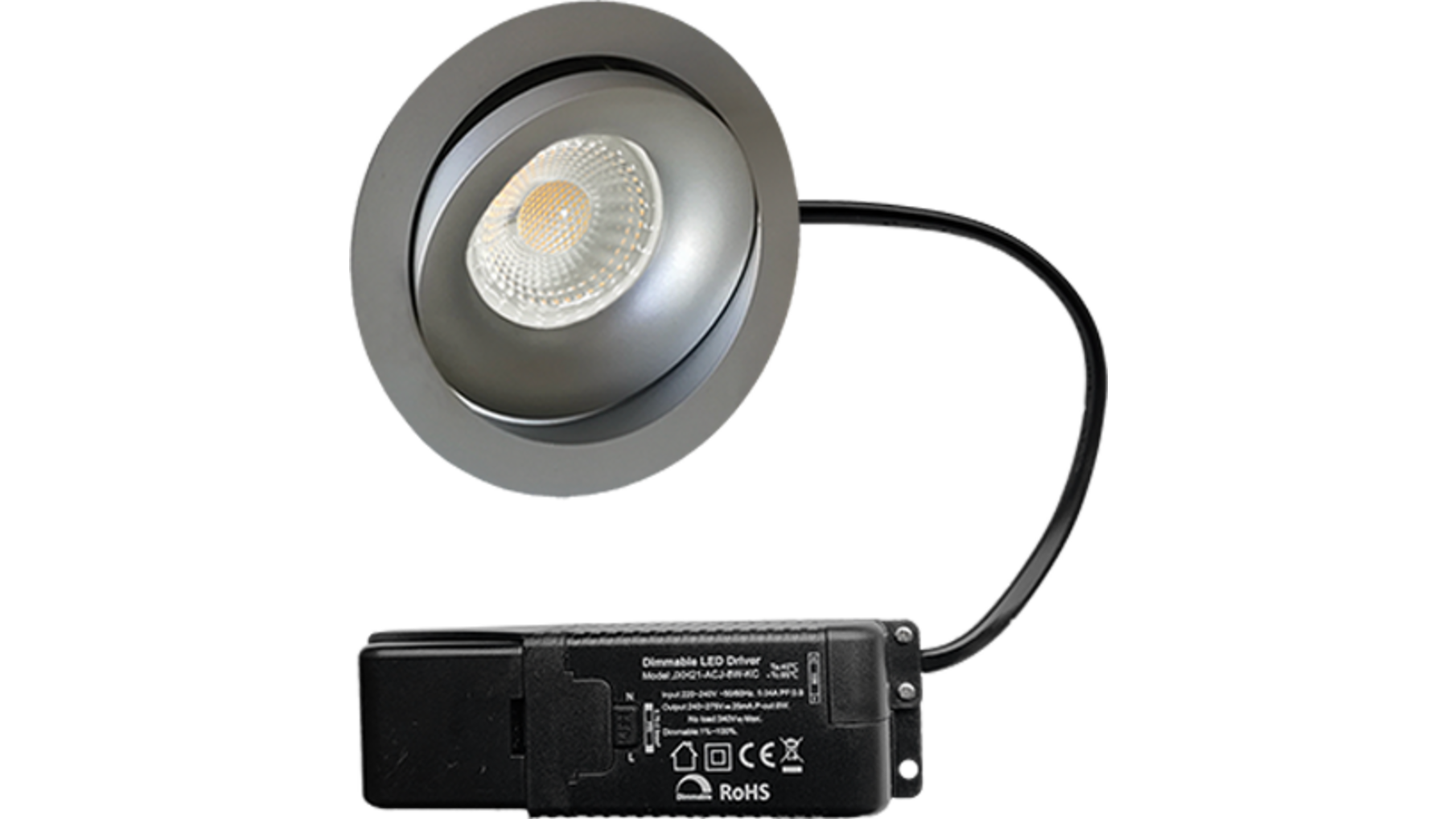 Cádiz kantelbare inbouw rond grijs + Triac driver