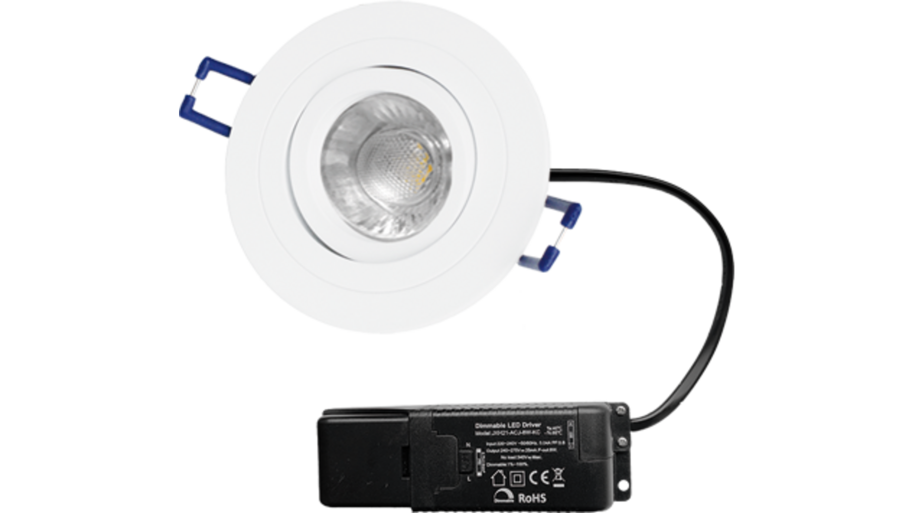 Smooth kantelbare inbouwspot rond wit+ Triac driver
