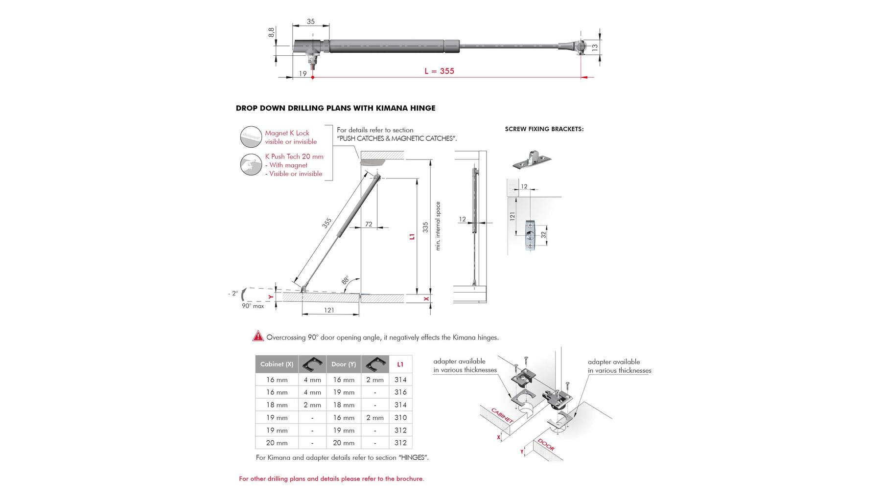 Klepschaar K12 VERSTELBAAR 355mm  - vallende klep