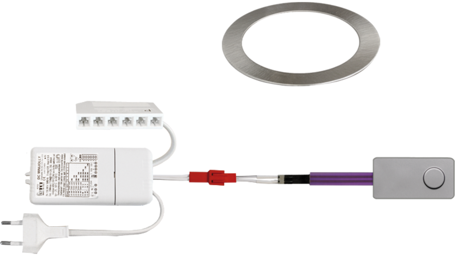 6x Smally 24V RVS Look+Mini Jolly 24Vdc/20W+Mini Pulsdimmer