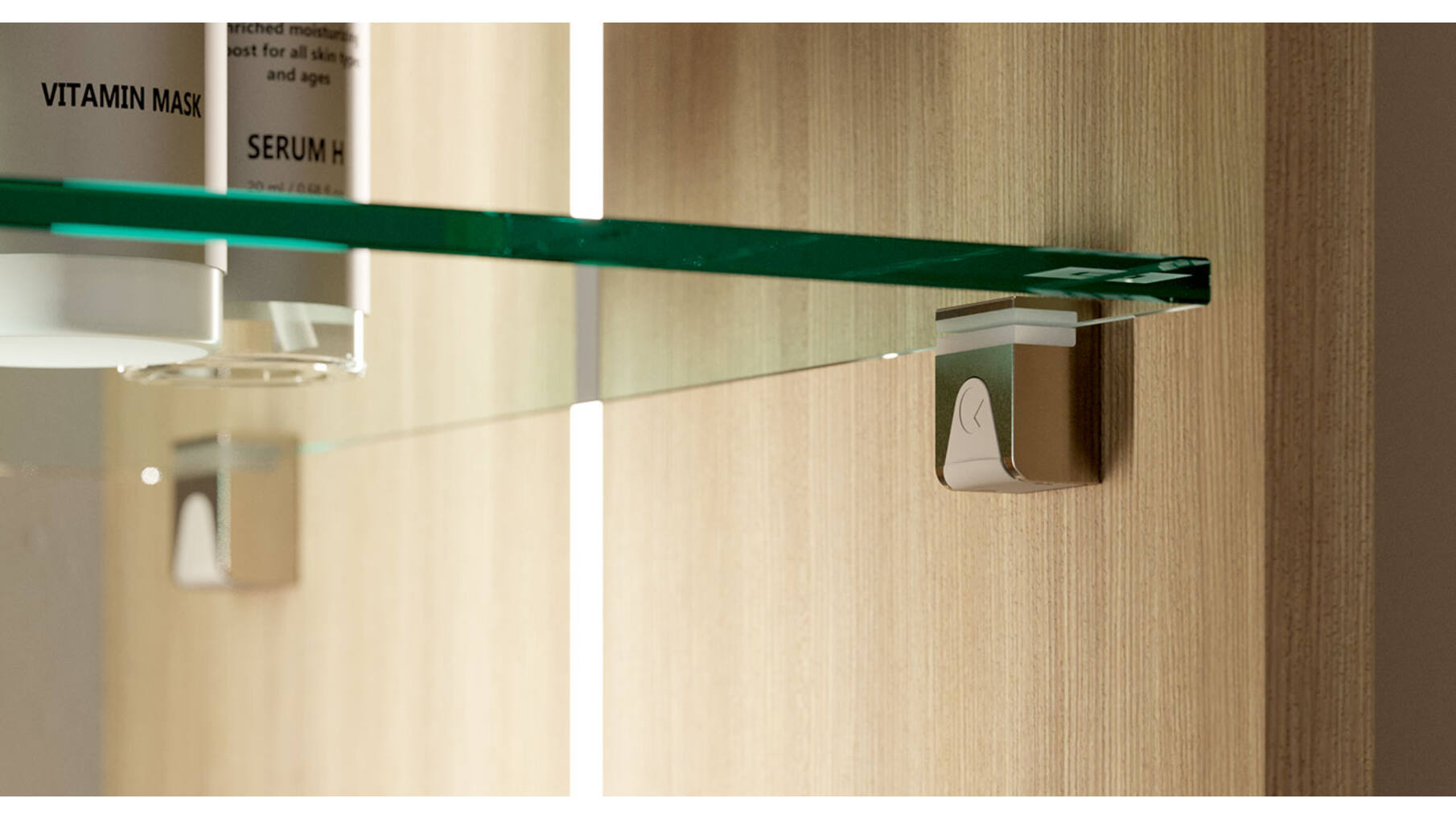 Glasplankdrager Kubic pen 5mm compleet met bovendeel