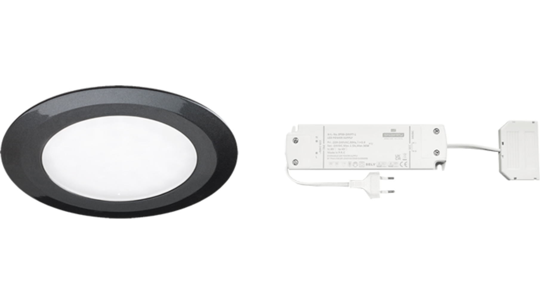 6x Date zwart 12V + RL-dimbare driver 30W
