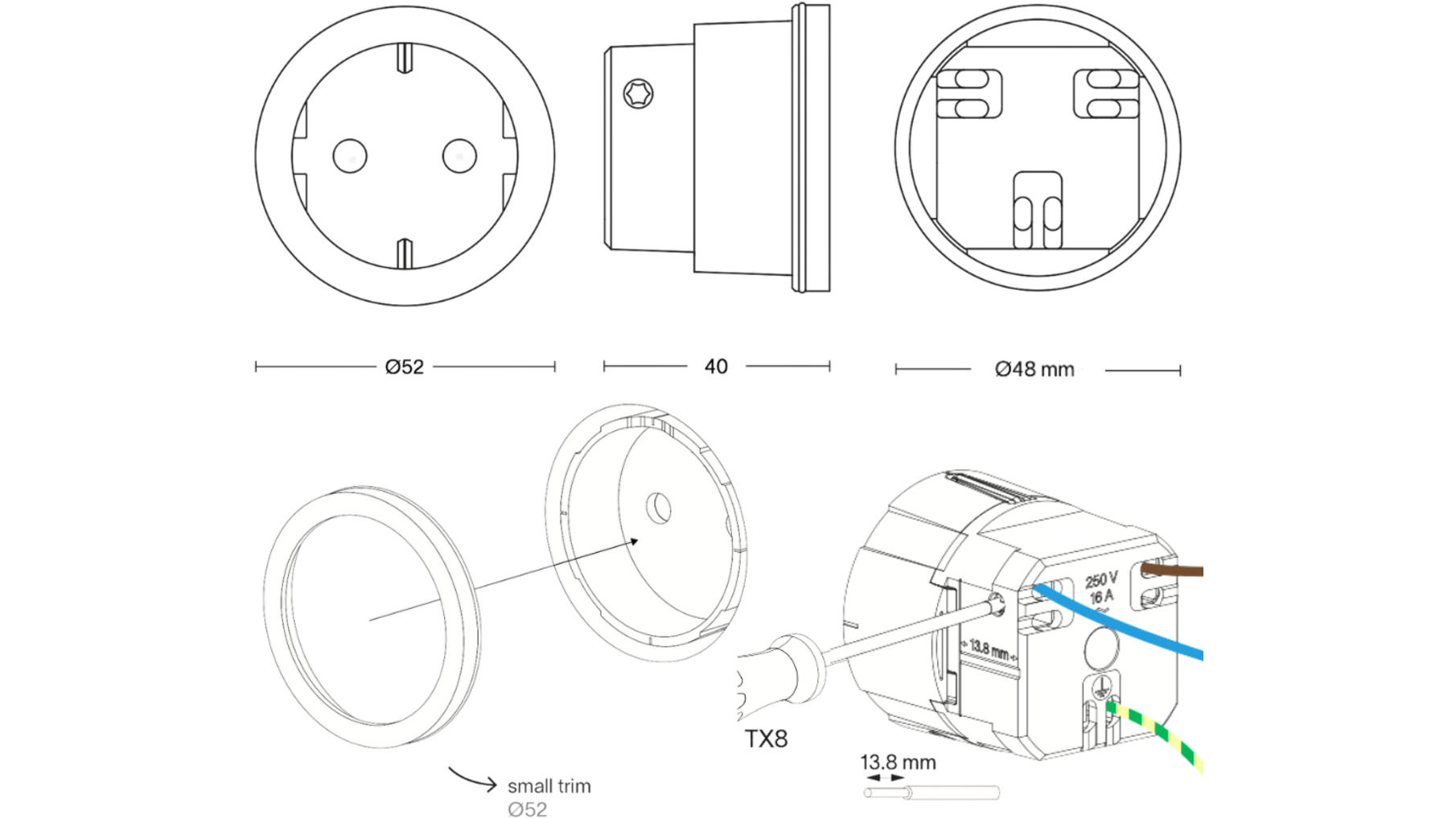 Rond 2.0 Socket F- s. trim - basic cream