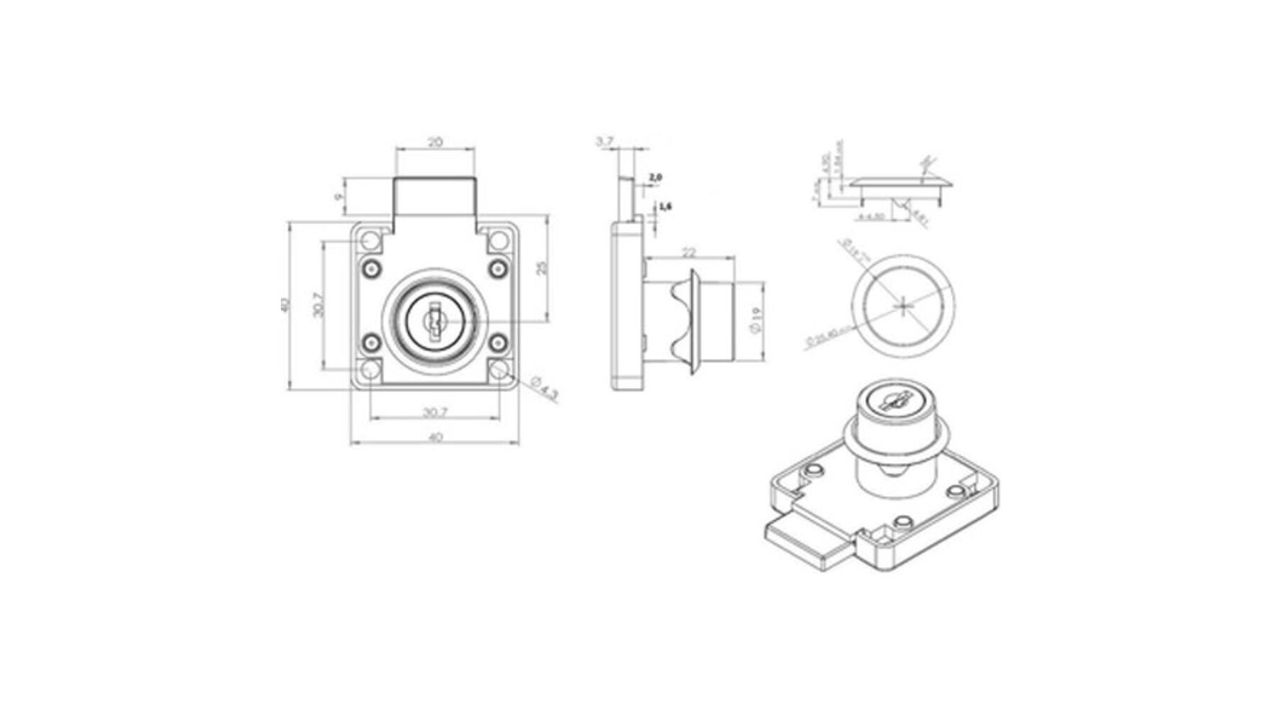 Oplegslot 850 LADE gelijksluitend, 19x22mm