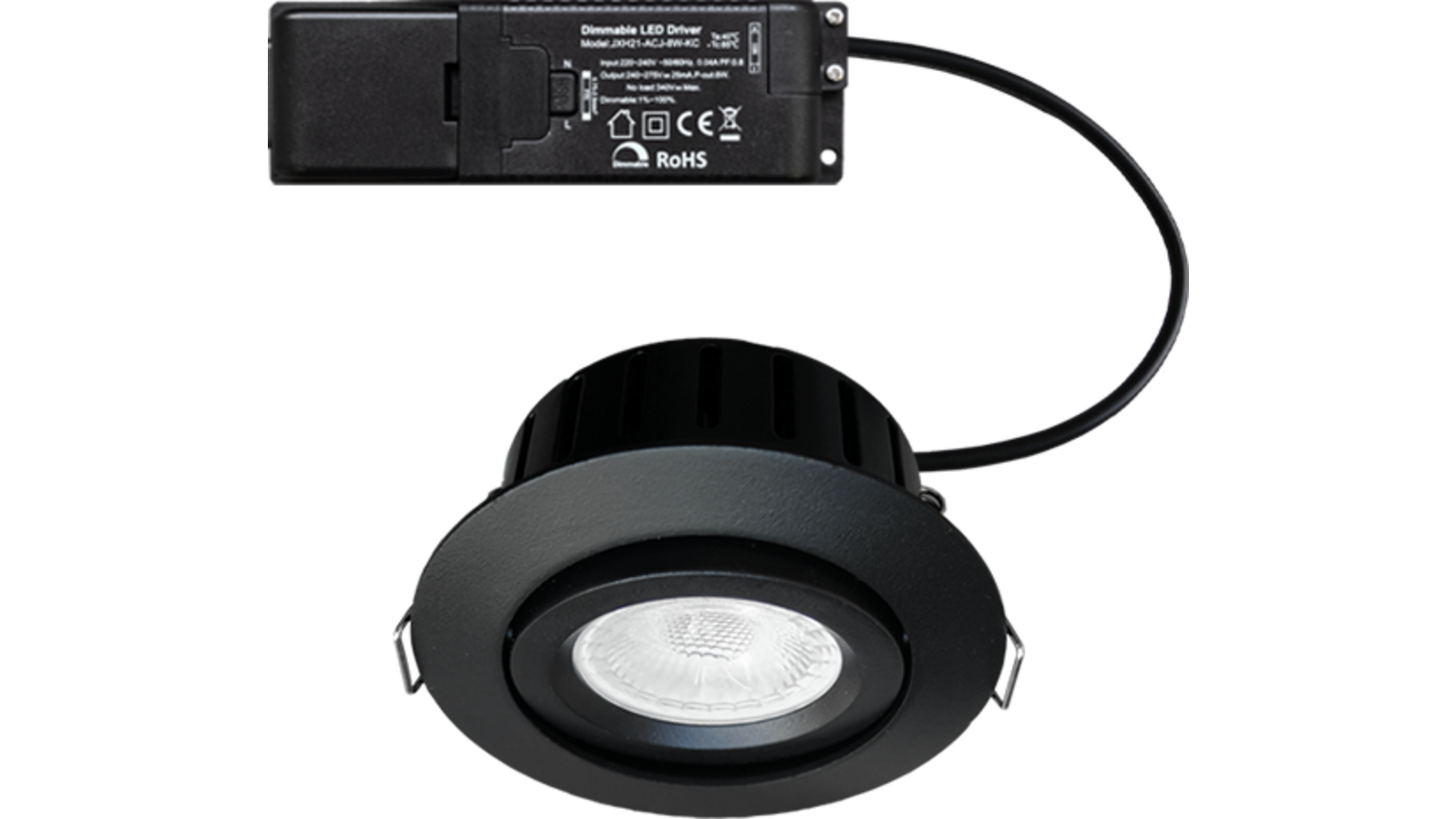 Aosta kantelbare IP44 inb. Spot zwart 2700K -6W+Triac driver