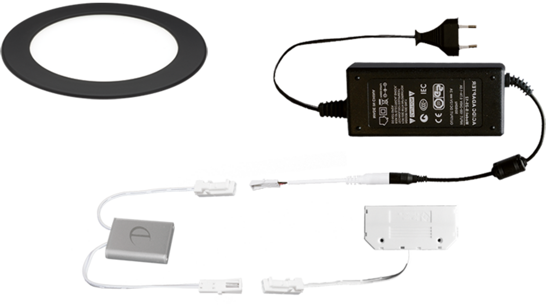6x Smally 24V mat zwart + Dotti TouchDimmer + driver 24V/24W