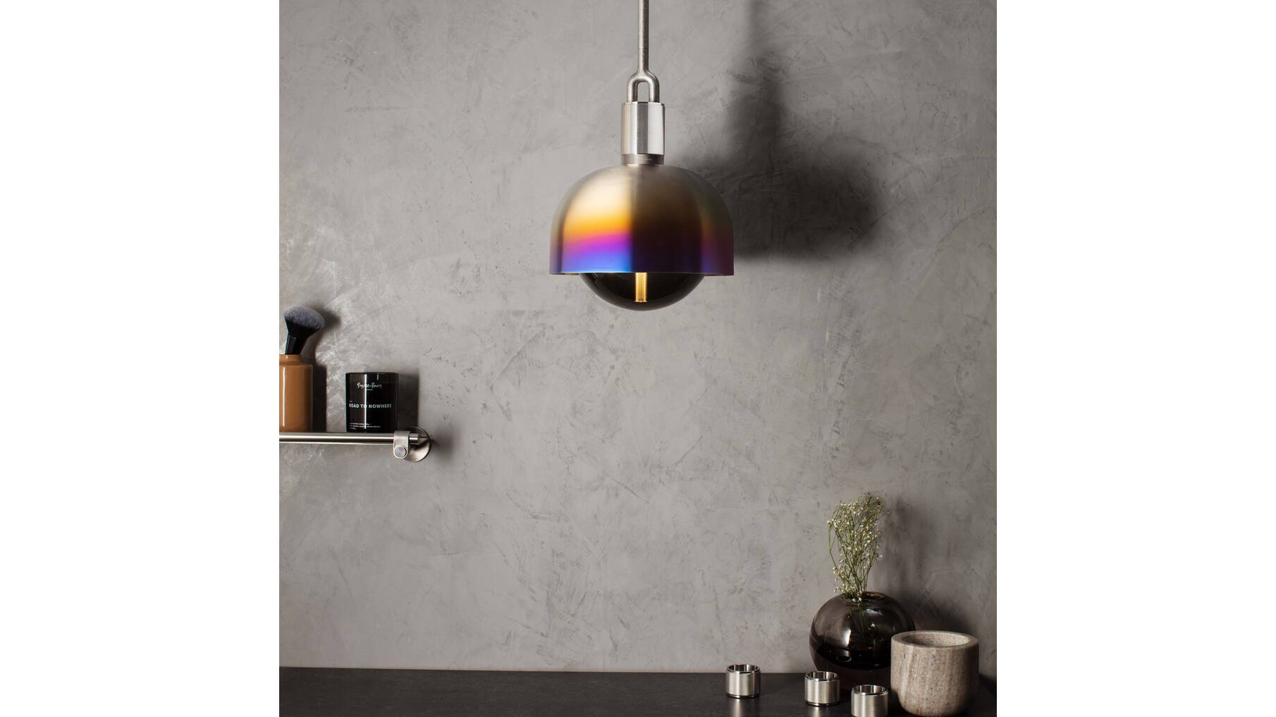 Forked Pendant/Steel/Medium Burnt Steel Shade/Medium S