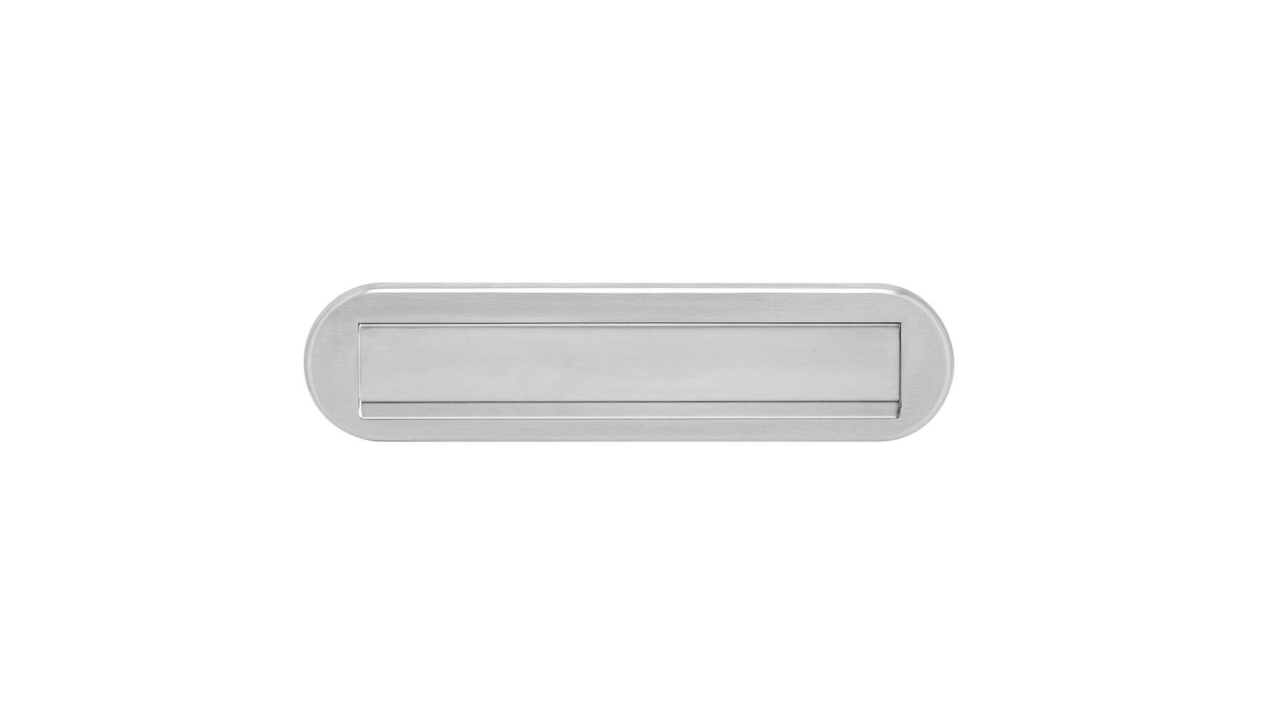 Brievenbus ovaal+klep/regenrand RVS geborsteld