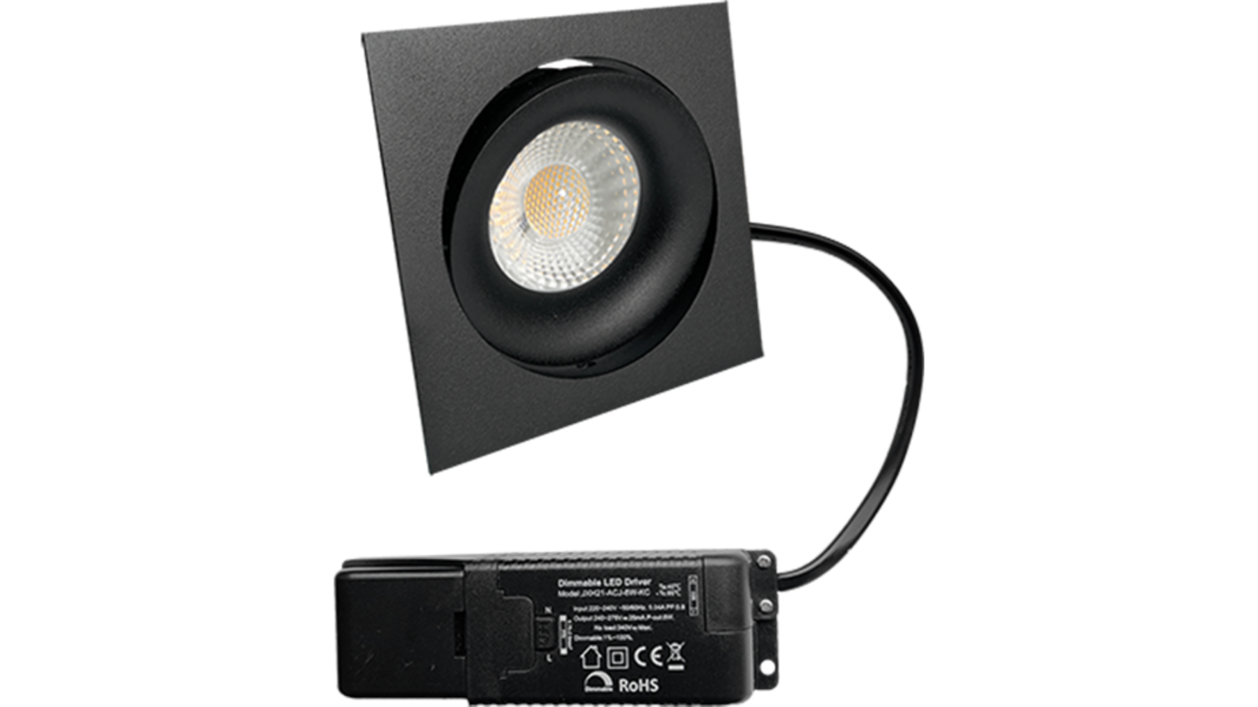 Cádiz kantelbare inbouw vierkant zwart + Triac driver