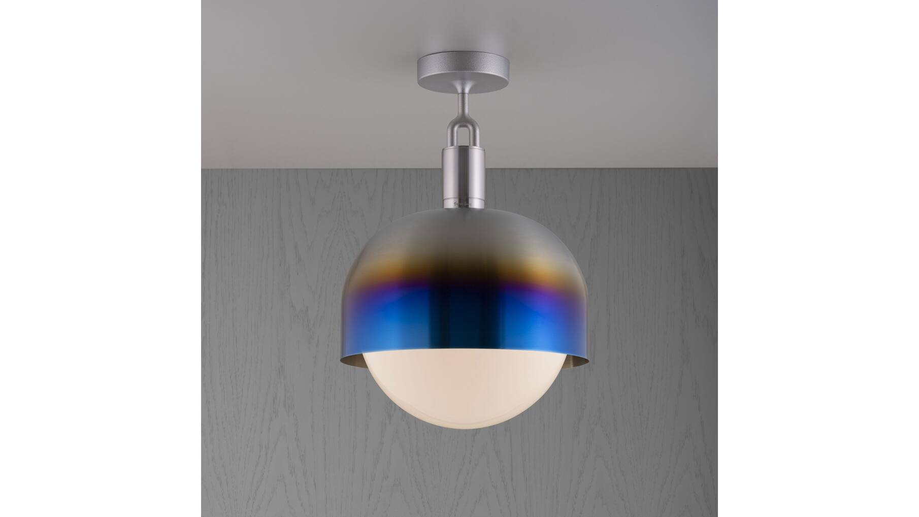 Forked Ceiling/Steel/Large Burnt Steel Shade/Large Opa