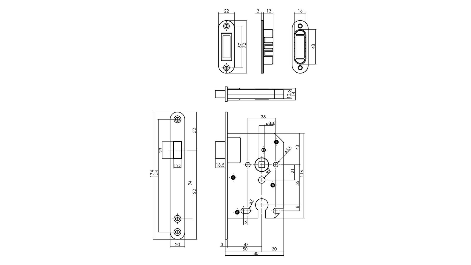 Woningbouw magneet cilinder dag- en nachtslot 55mm