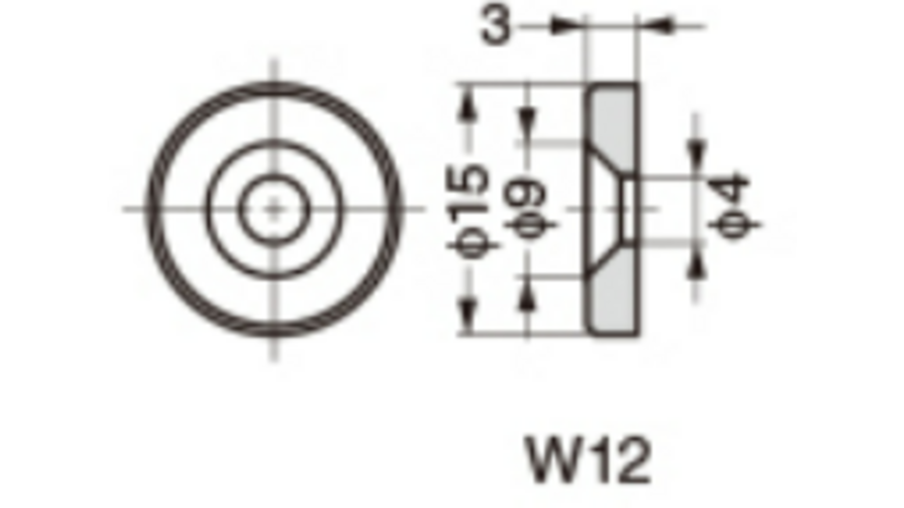 Contraplaat rond 15x3mm, met schroefgat, vernikkeld