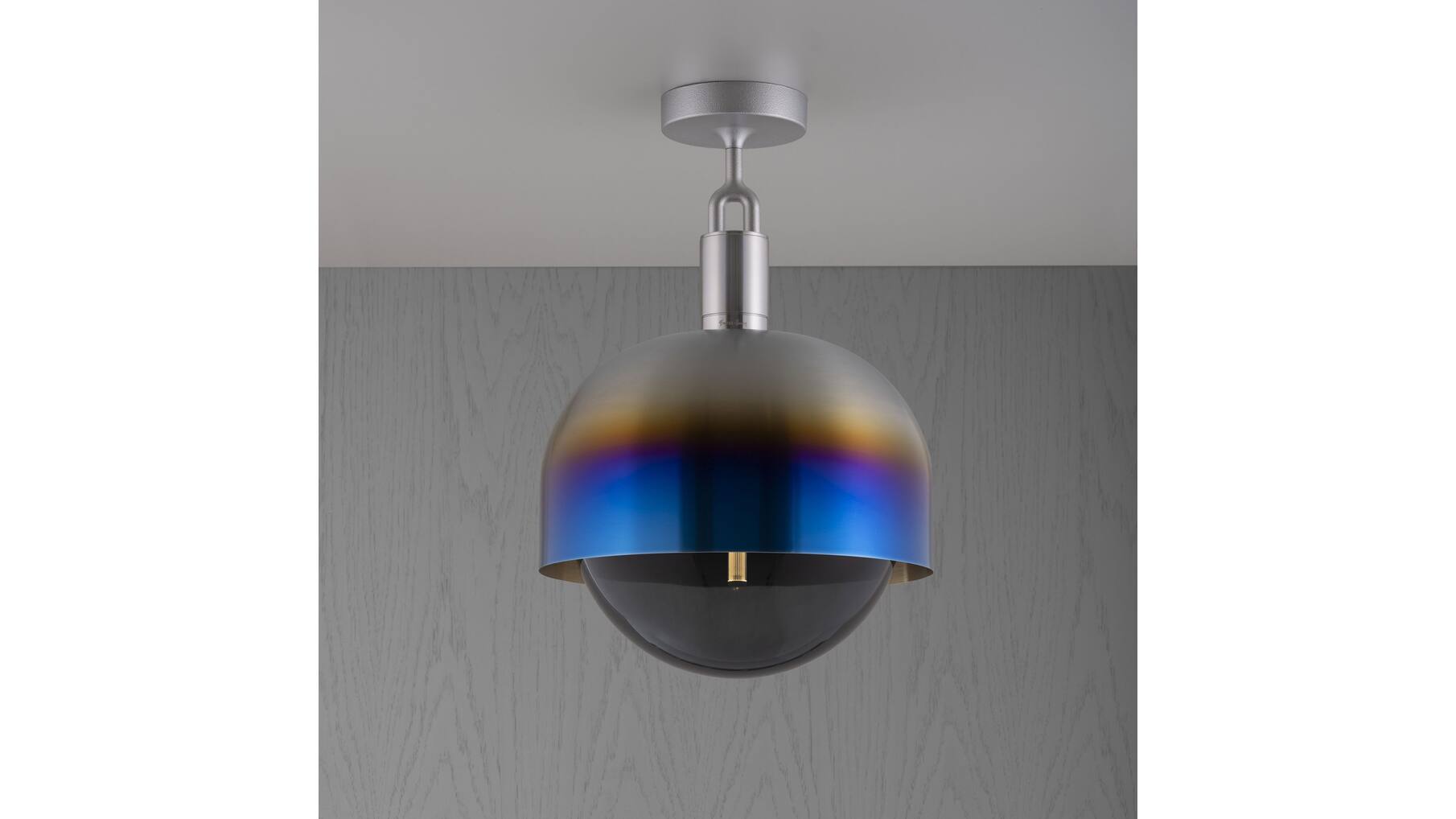 Forked Ceiling/Steel/Large Burnt Steel Shade/Large Smo