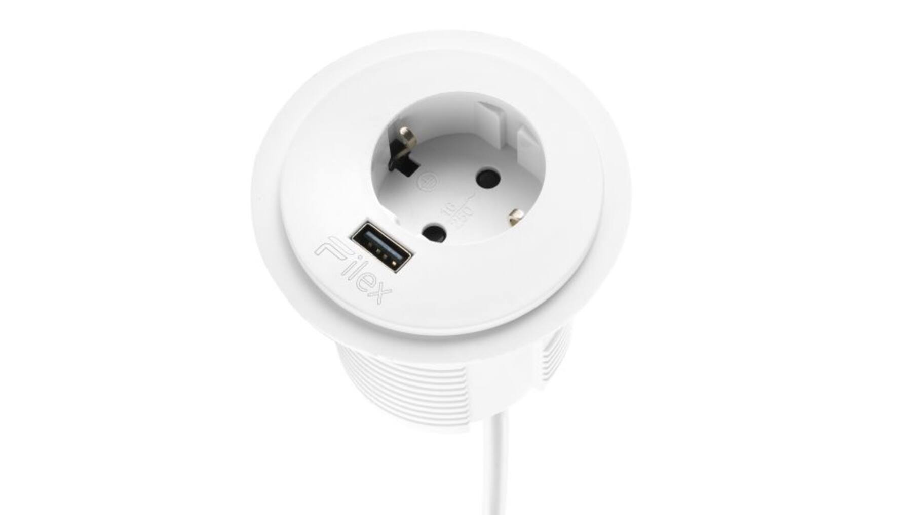 Inbouw module Power spot wit, 60mm. Met Schuko plug.