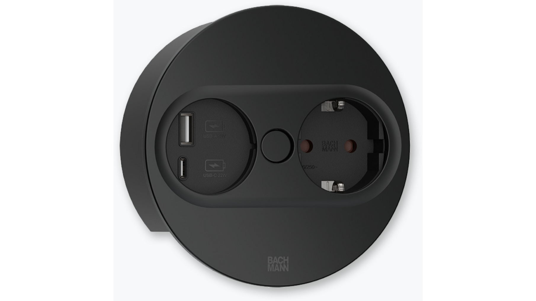 Twist 2 rond mat zwart met 1x wcd + USB A + C lader