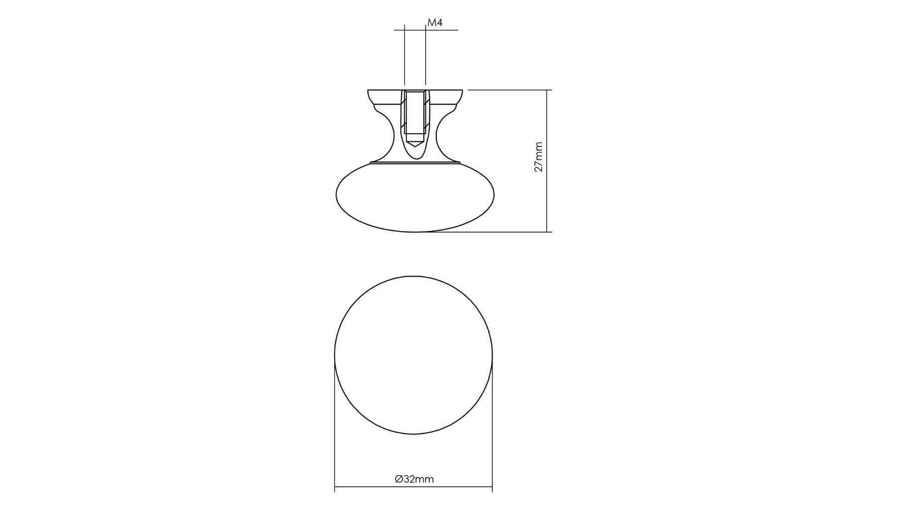 Meubelknop paddenstoel ø32mm zwart