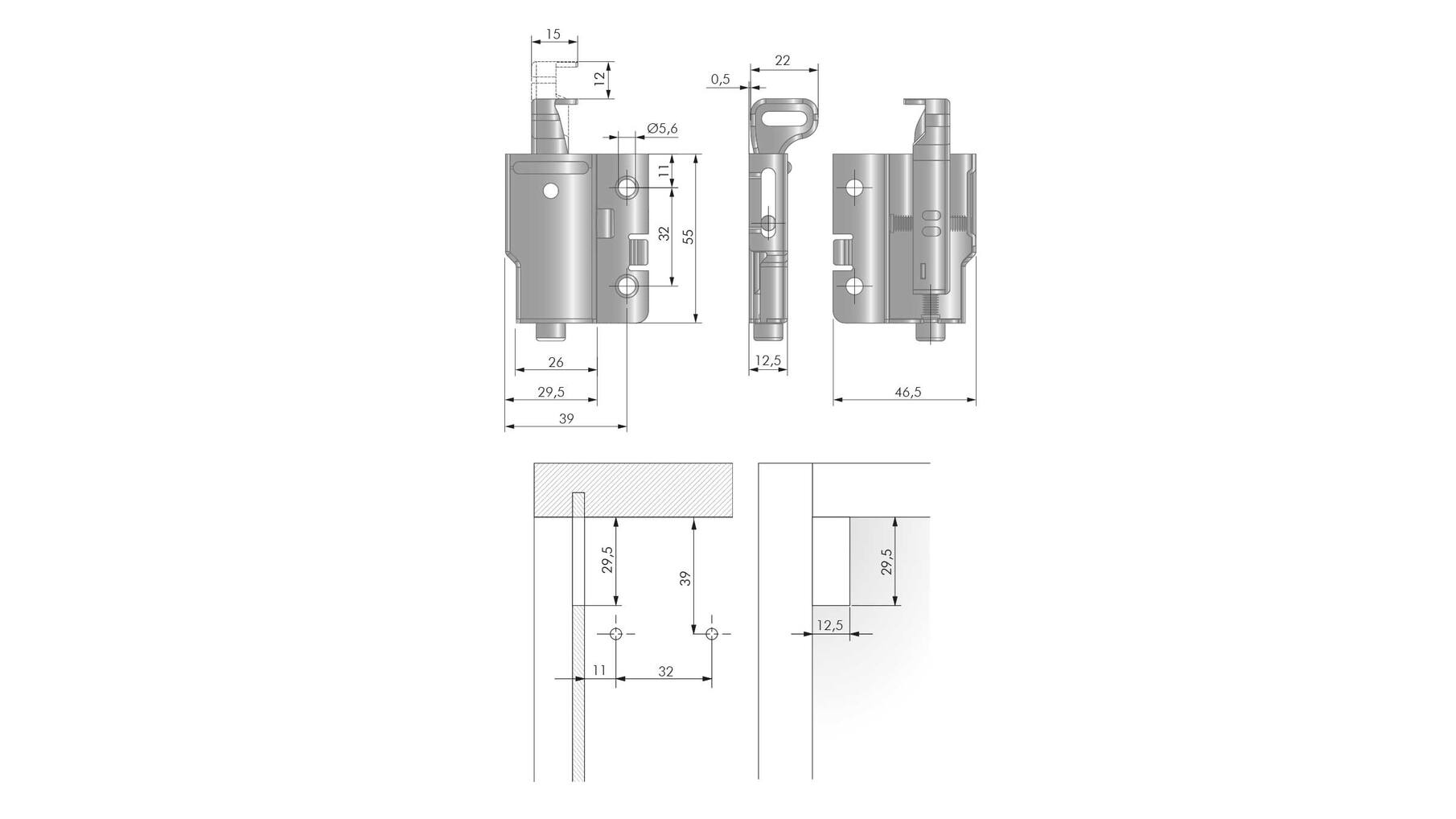 Kastophanger links, verzinkt