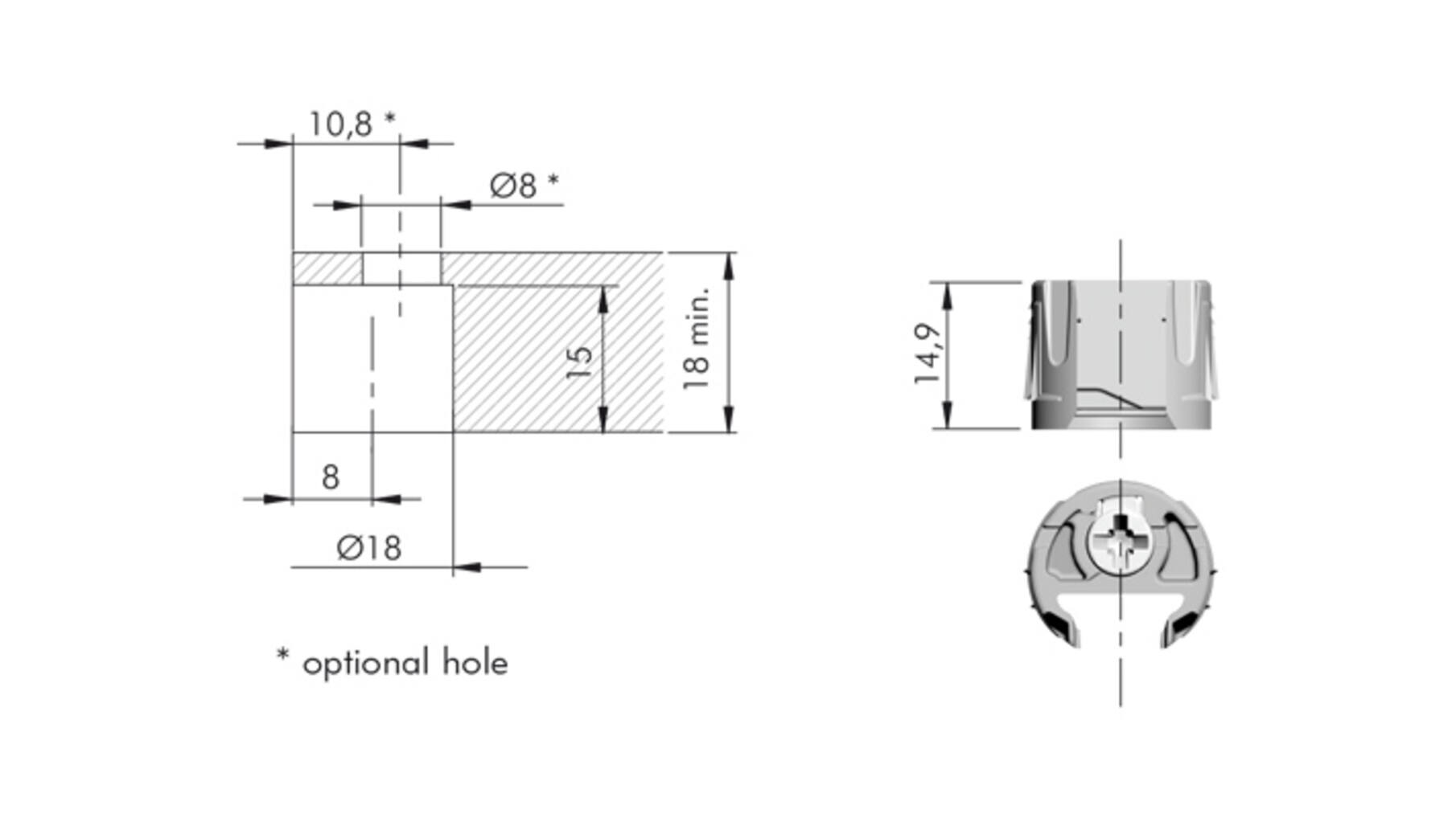 Plankdrager PK2 PRO 19mm grijs, plankgedeelte