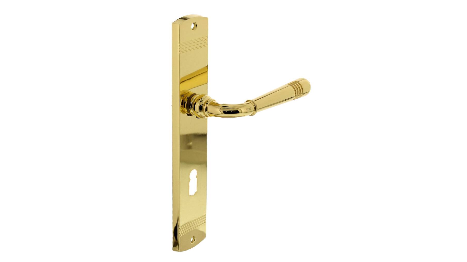 Deurkruk Helena op schild sleutelgat 72 mm messing