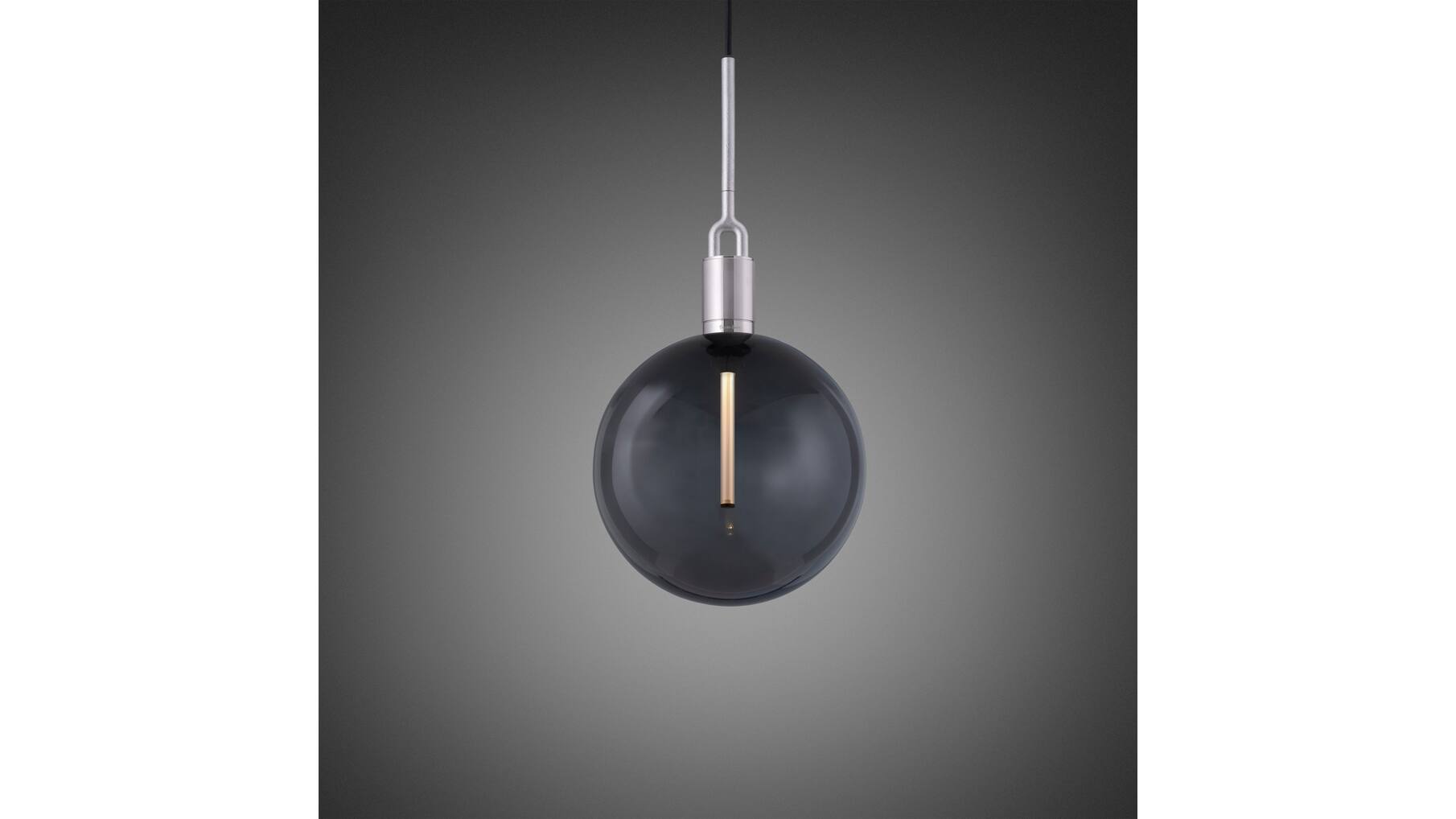 Forked Pendant/Steel/Large Smoked Globe