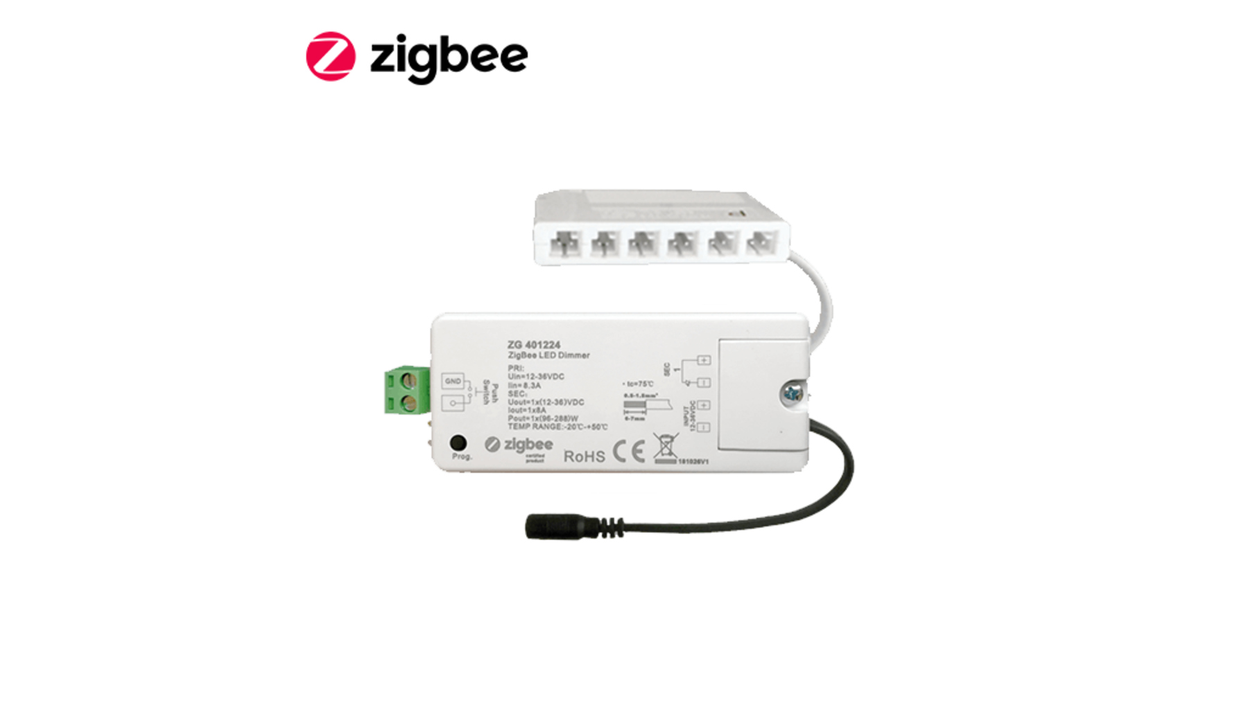 Zigbee ontvanger 6 voudig Micro24 verdeler+ Driver 24V/100W