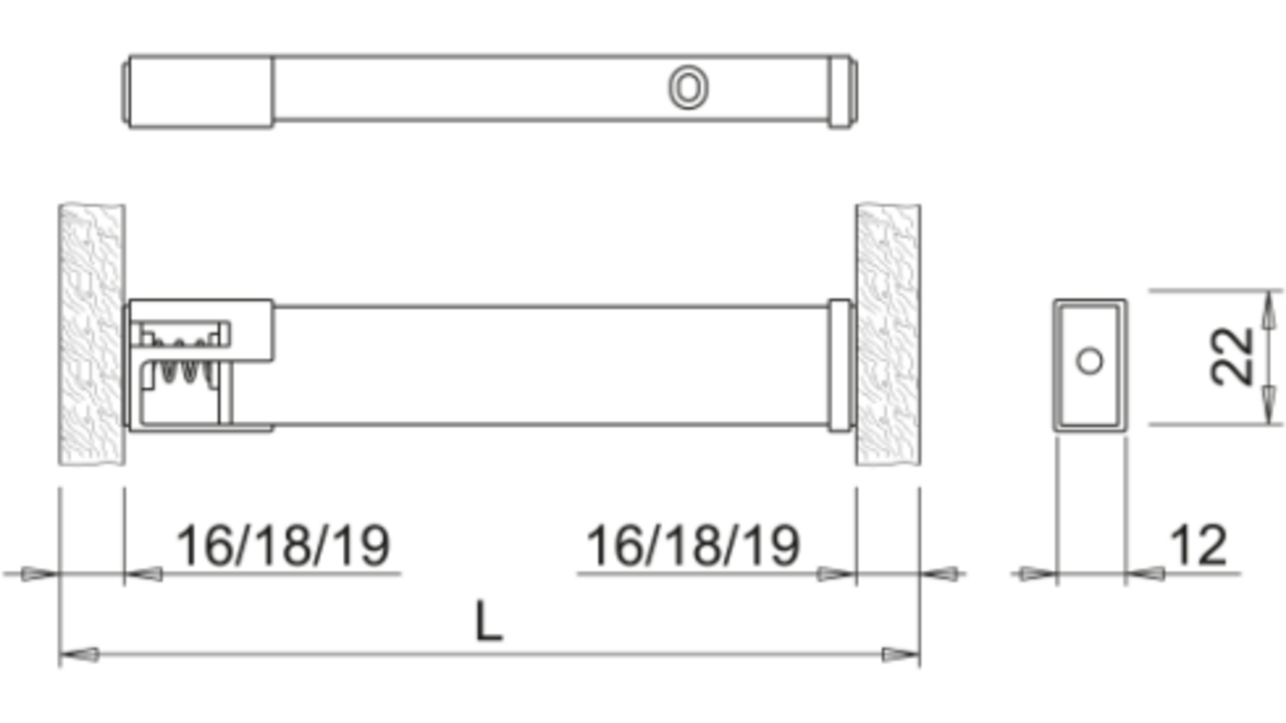Baski-SF SHE 24V mat zwart links + Rechts voor kast 1200mm