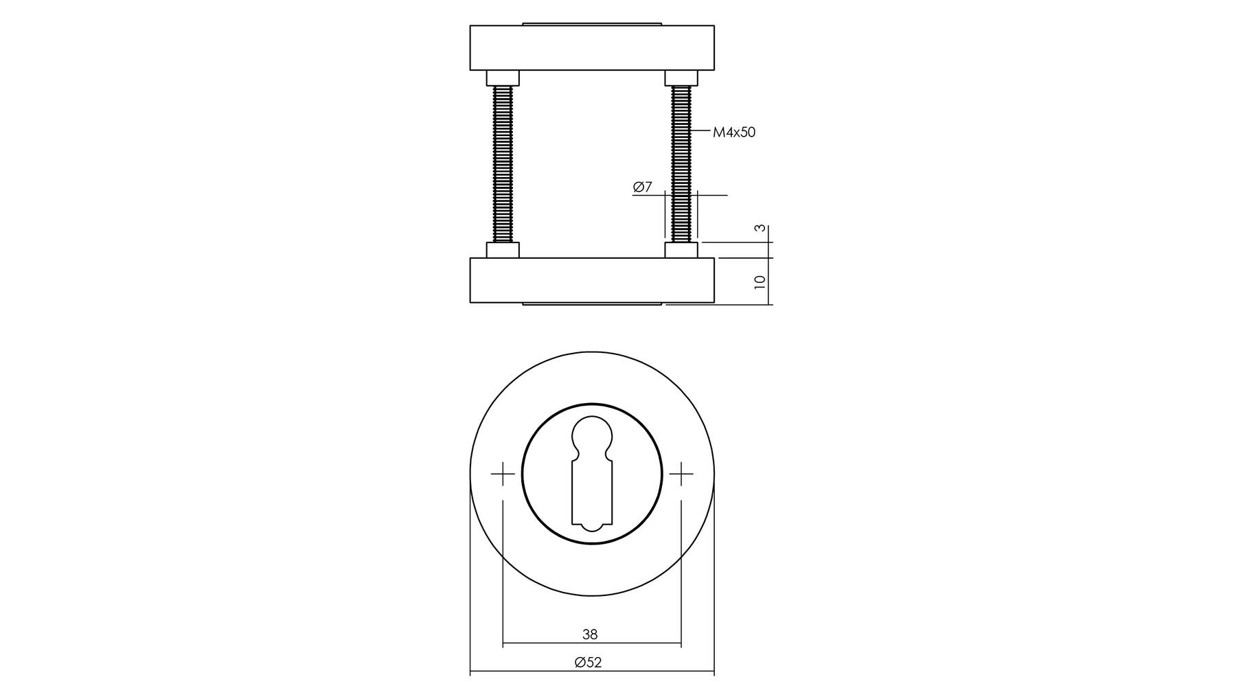 Rozet met sleutelgat 52x10mm antracietgrijs