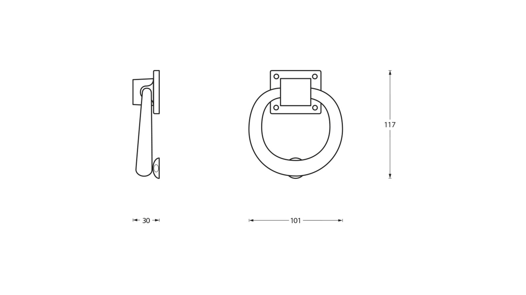 Deurklopper rond 107mm mat zwart