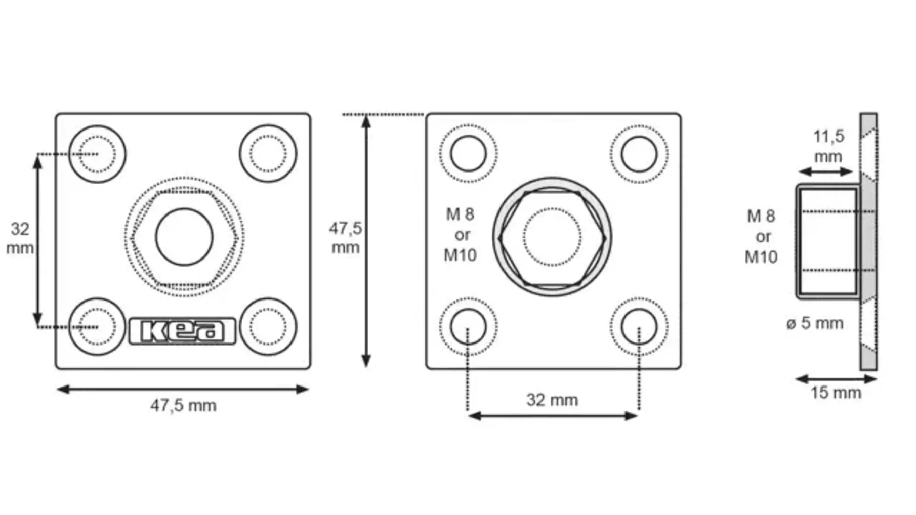 Pootverbinder KEA M10 met plaat, VE=300 stuks