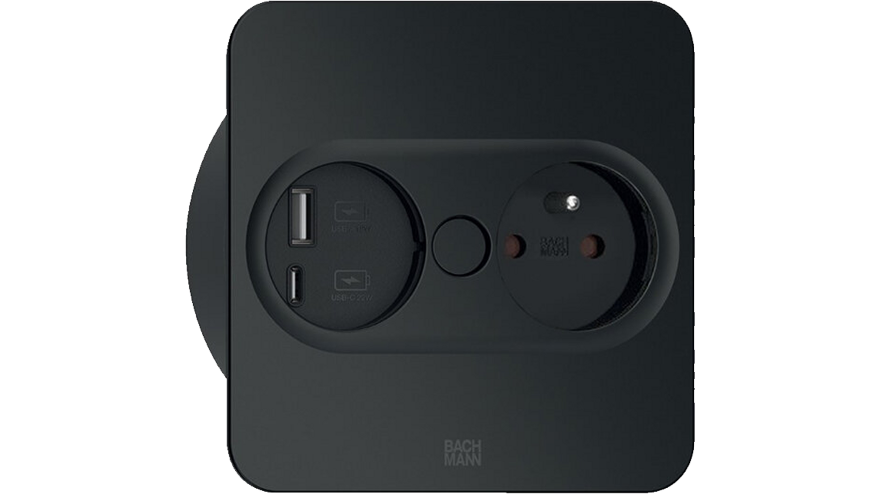 Twist 2 vierkant mat zwart met 1x wcd + USB A + C lader
