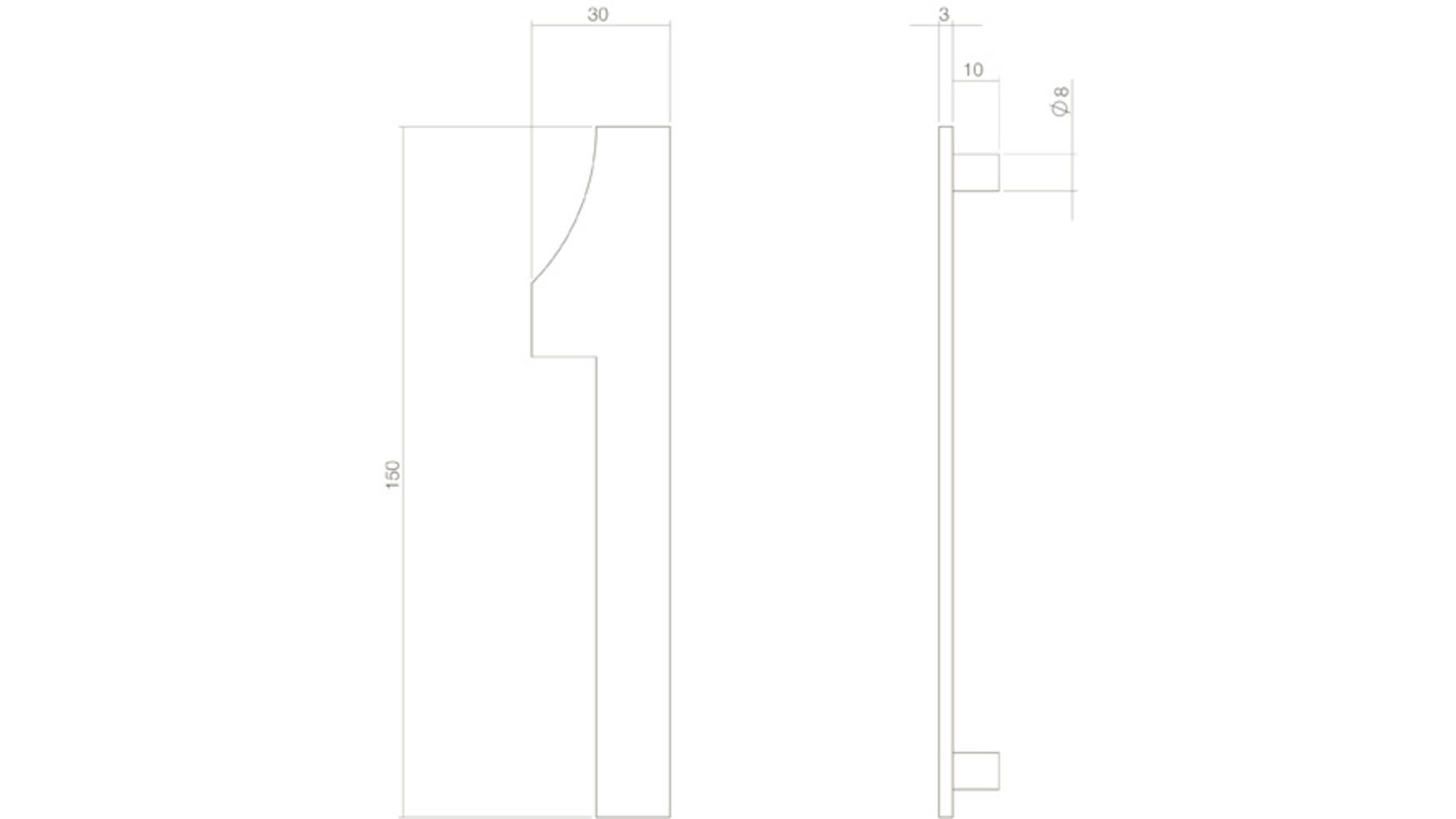 Huiscijfer nr. 1 150mm RVS/mat zwart