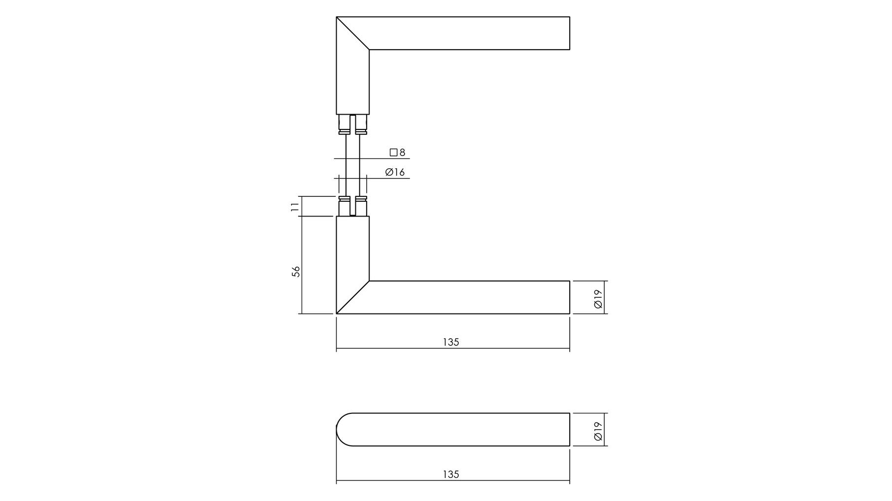 Deurkruk Jura op ronde massieve rozet ø53x10 mm rvs zwart