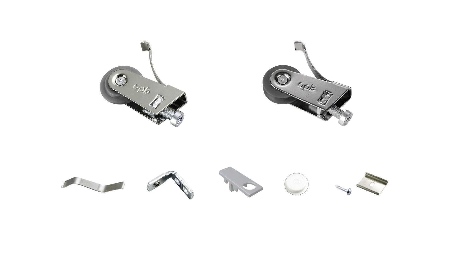 Miniroller beslag voor 1 glasdeur 5mm, geen verticale profie
