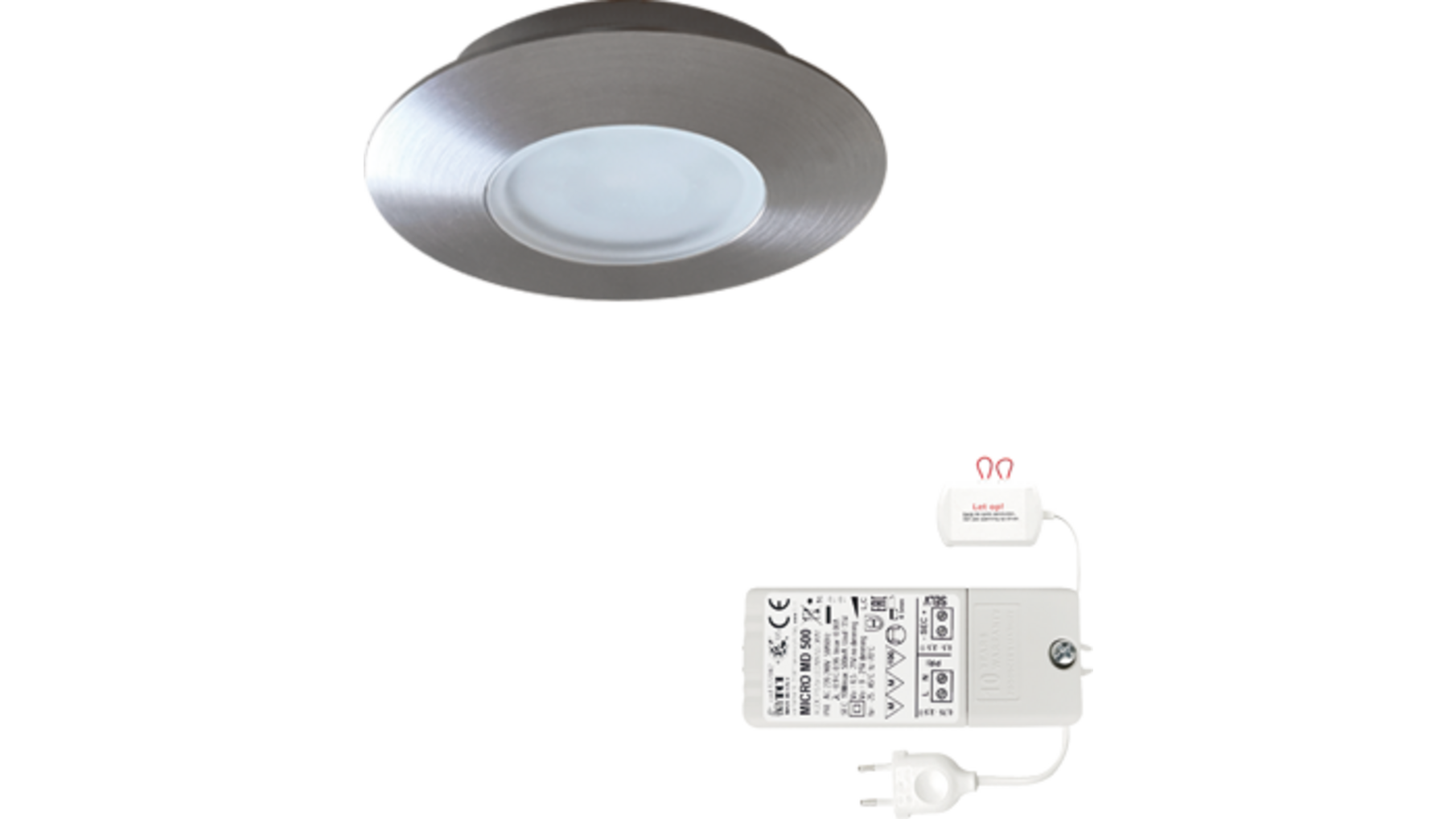 6x Napoli rond RVS DTW 3000K-2200K met 6x verl+Led driver