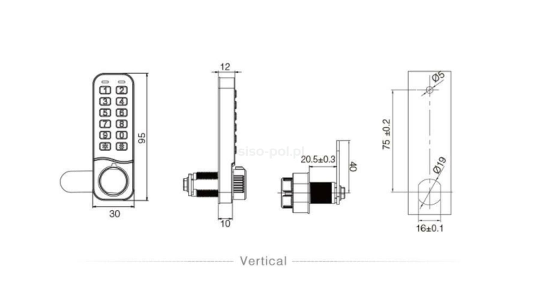Elektronisch slot VIC verticaal, zwart, metaal