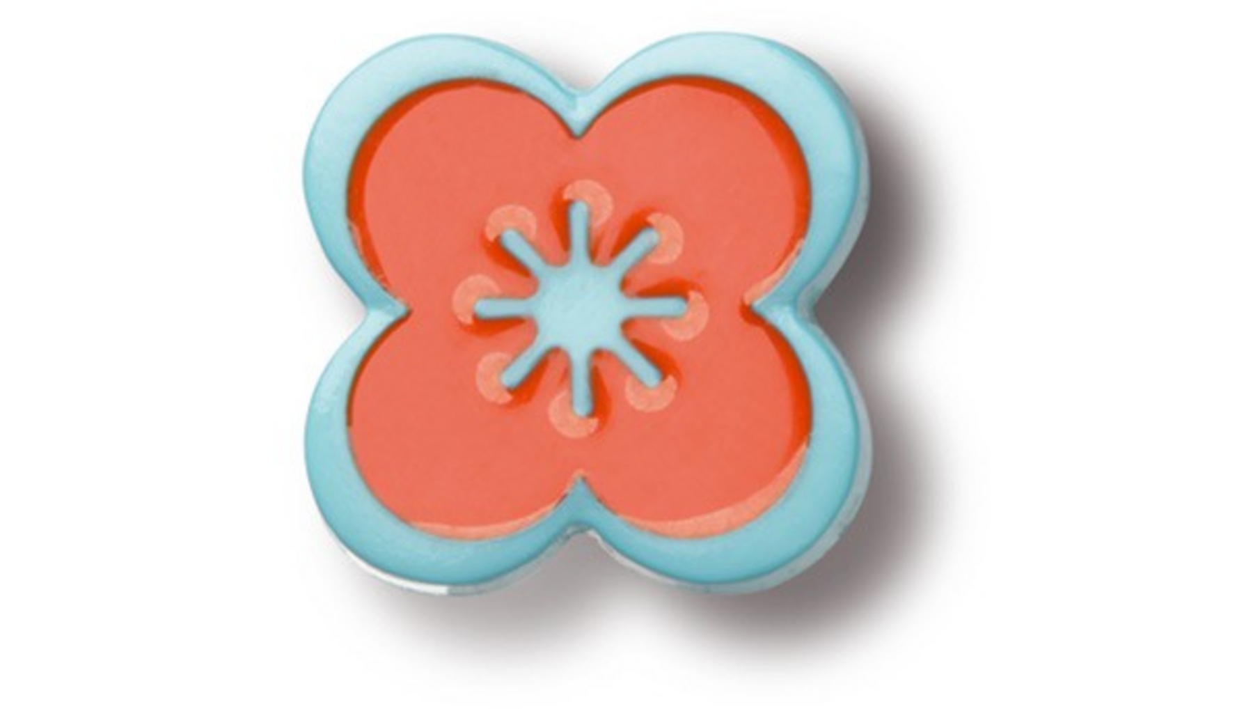 Knop nylon bloem 43x43mm oranje met lichtblauw