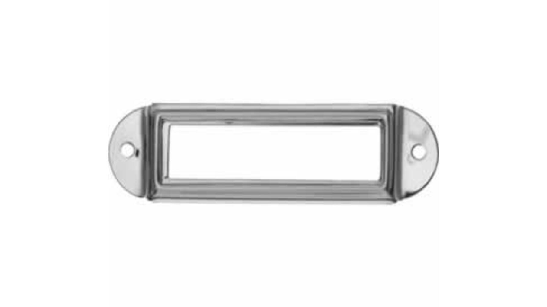 Etiketraam buitenmaat 77x18mm, etiket 57x16mm, vernikkeld