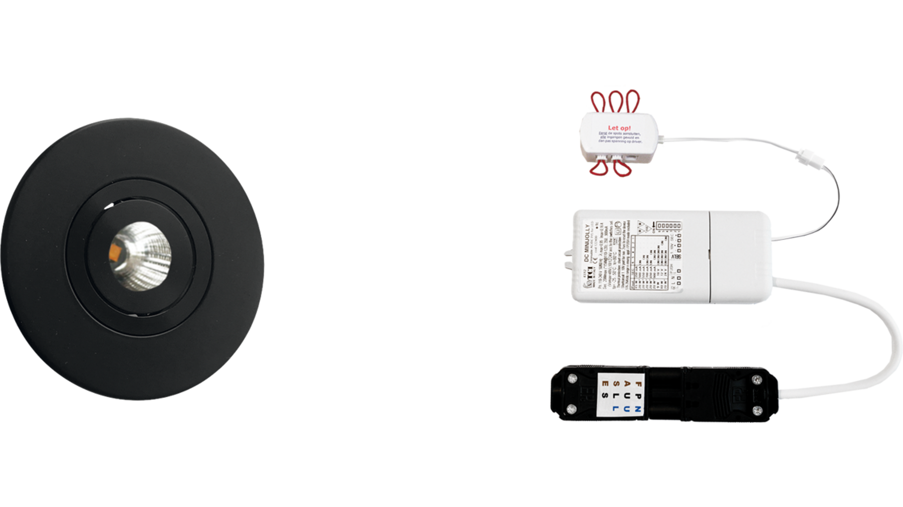 3x Monza rond zwart DTW 3000K-2200K + 3x verleng+ Mini Jolly