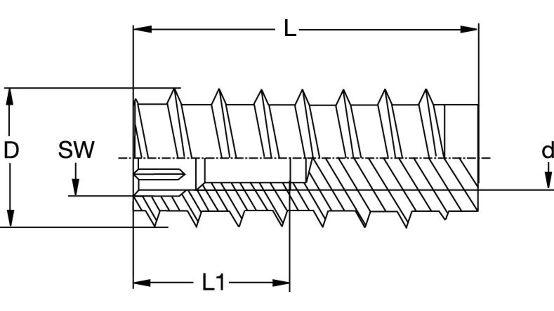 Rampabus SKL M6/12x40mm staal verzinkt met binnenzeskant