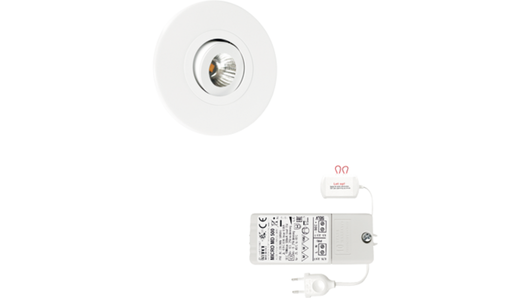 6x Monza rond wit DTW 3000K-2200K+6x verl+Driver RL dimbaar