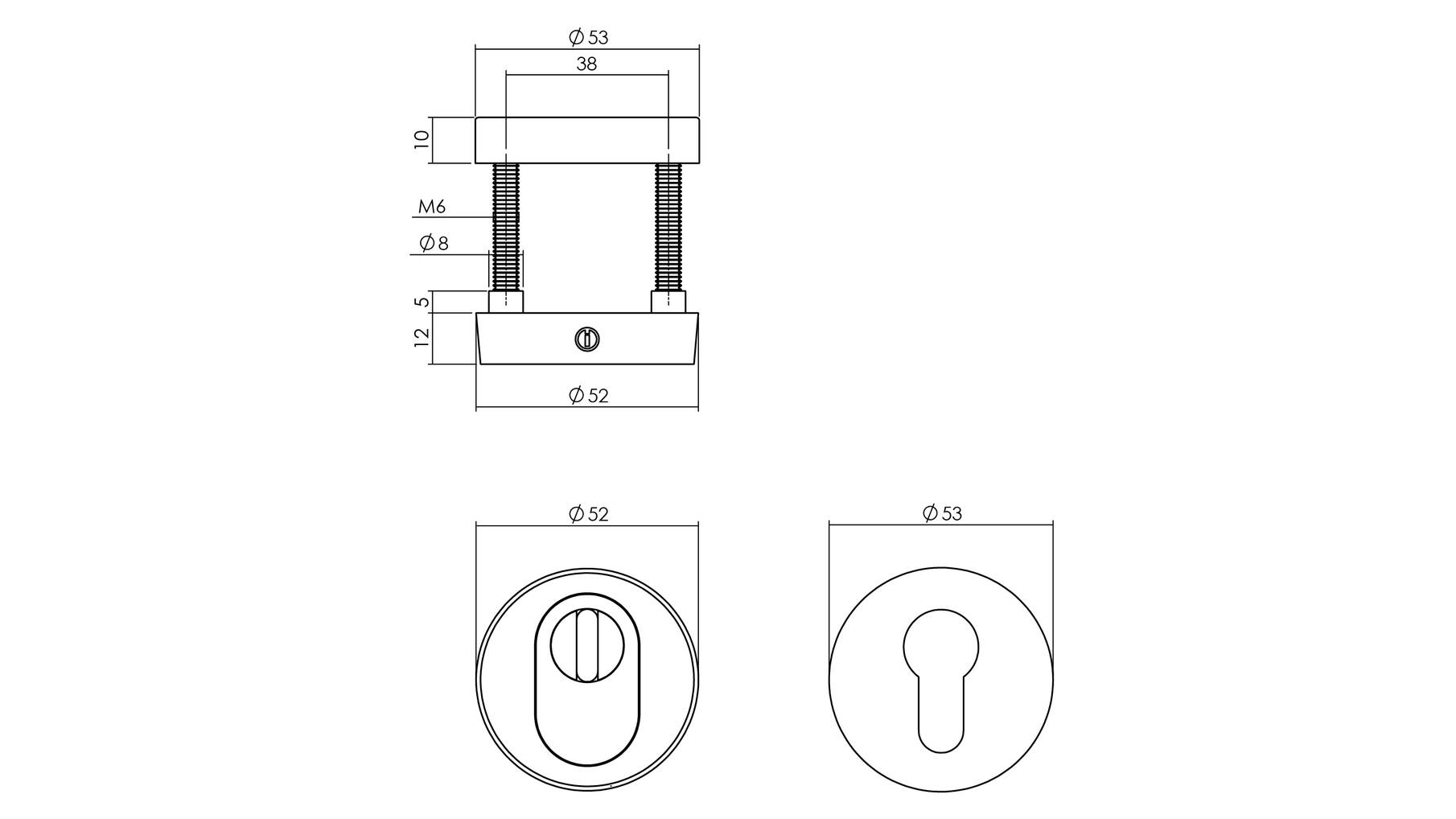 Basis voordeurset SKG3 rond+kerntrekbev. RVS zwart