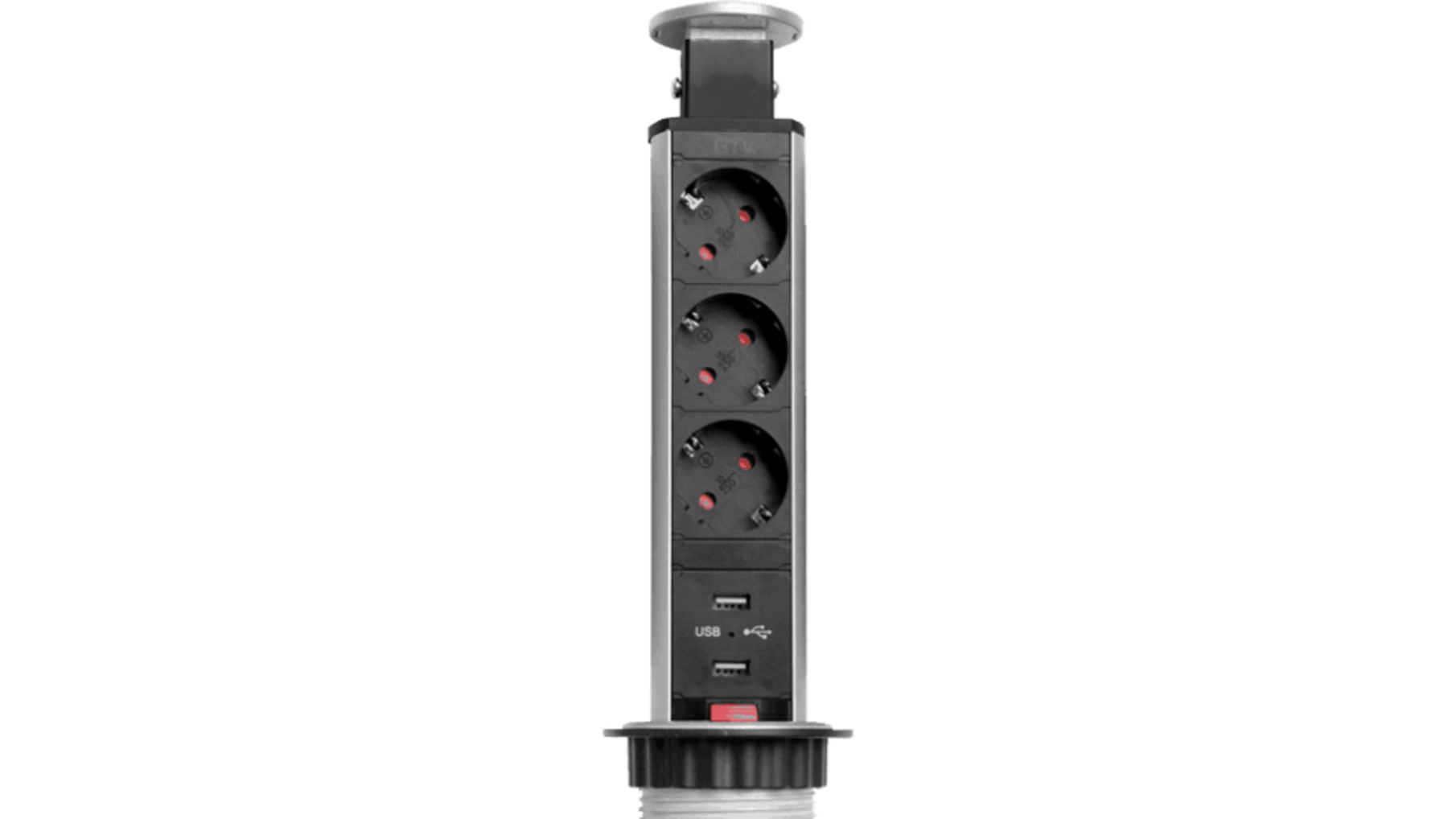 Teleblock energiezuil zwart 3 x 220V + 2x USB