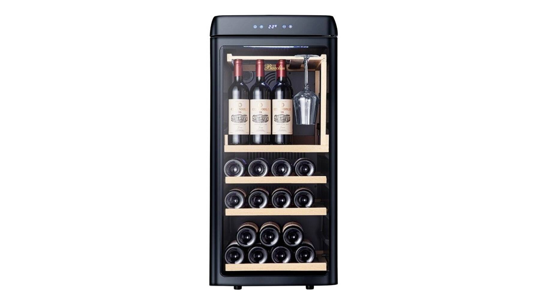 Vinata Wijnklimaatkast Retro Zwart glazen deur, 42 Flessen