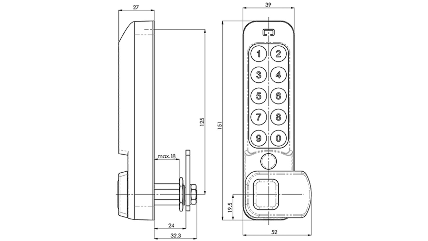 Mauer ELLcam 2.0 pincodeslot, verticaal, zwart