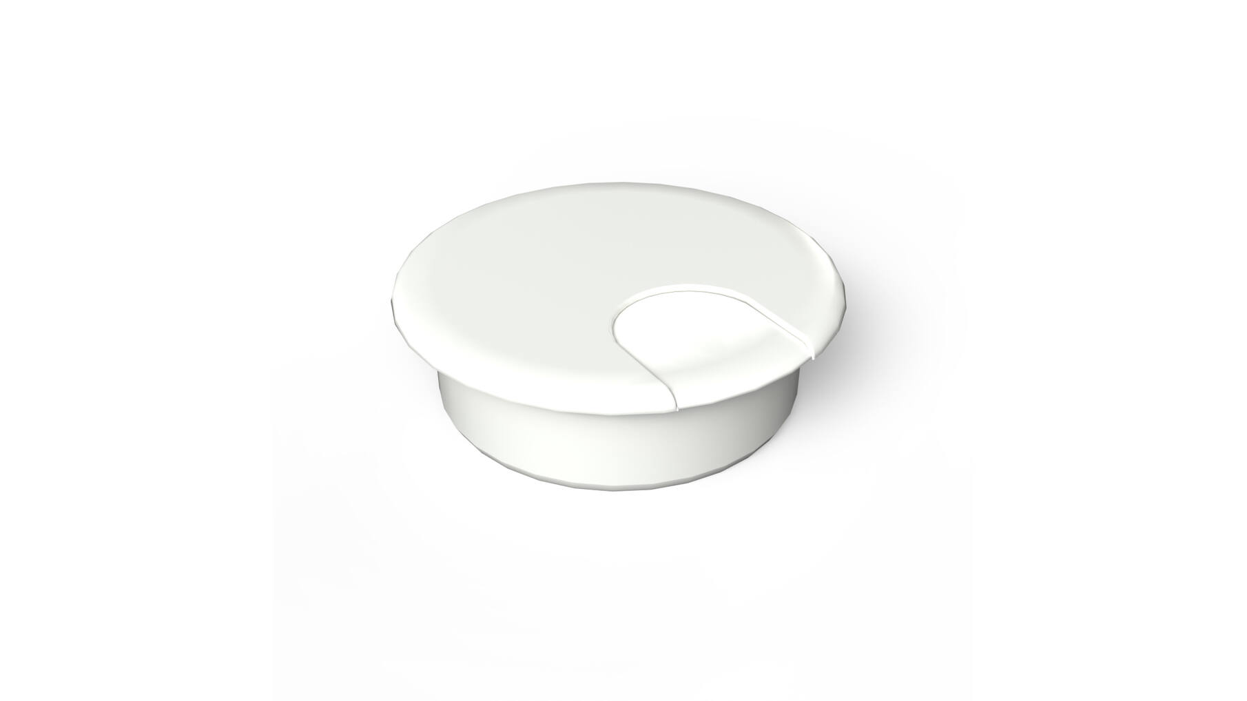 Kabeldoorvoer 60mm wit RAL 9003, hoogte 18.5mm